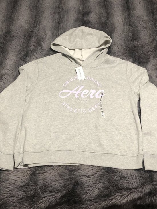 Aeropostale Tops - Aeropostale Women's Pullover Hoodie Solid Cotton Blend Light Gray Size XL,